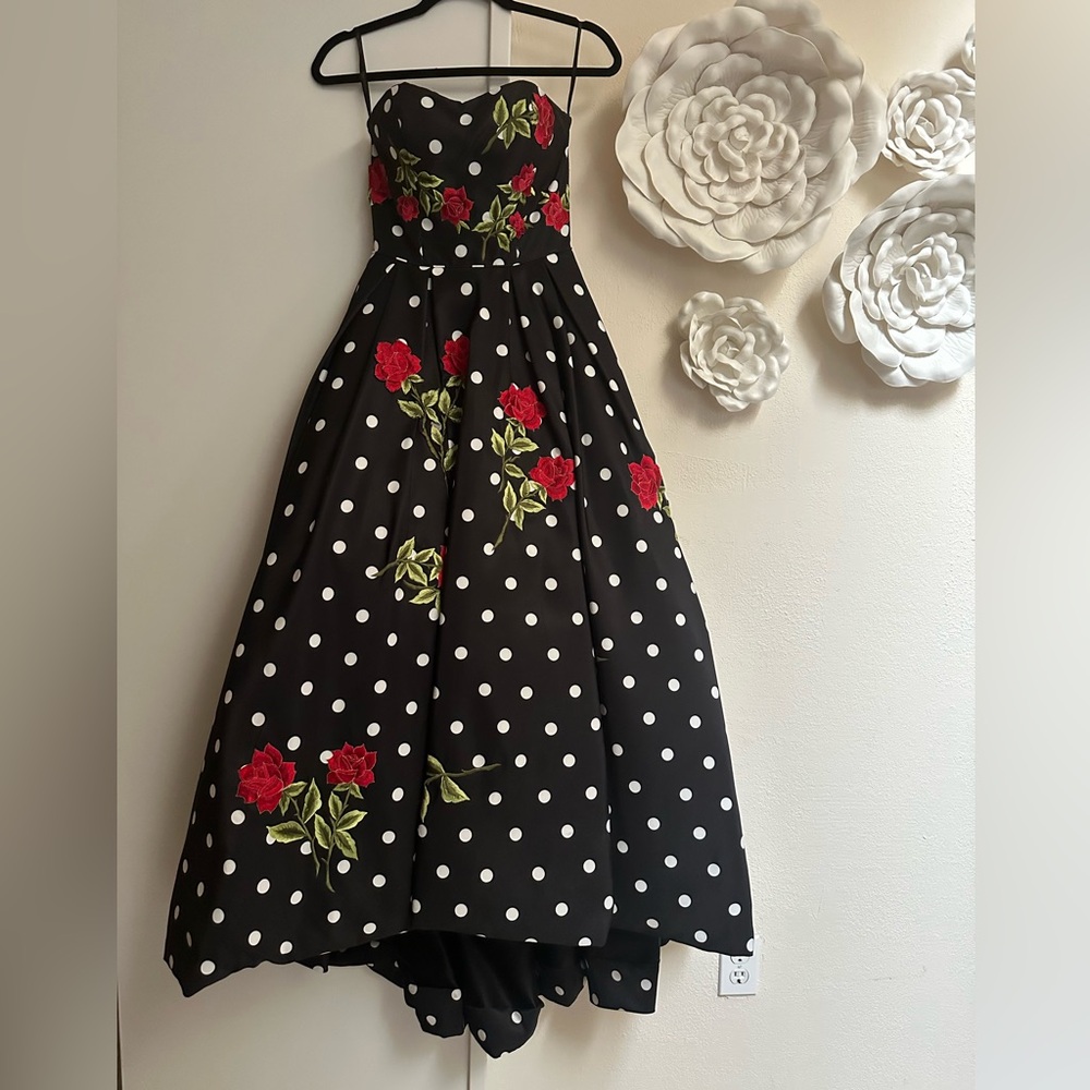 Sherri Hill Size 0 Rose Polka Dot High-Low Prom Gown – Fun, Flirty🌹✨ - Picture 5 of 7